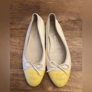 Cream and Yellow Chanel ballet flat